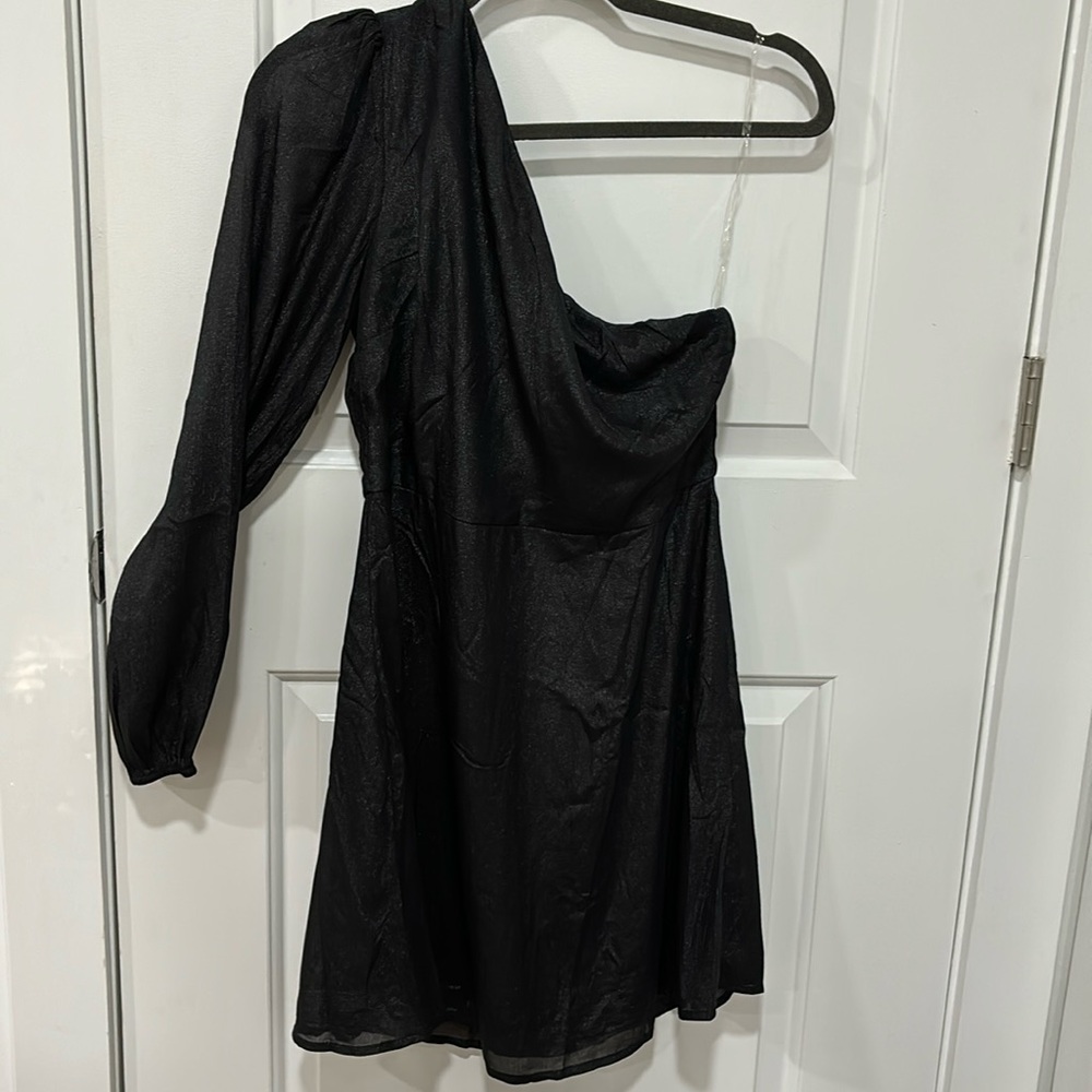 One Shoulder Black Dress - Medium